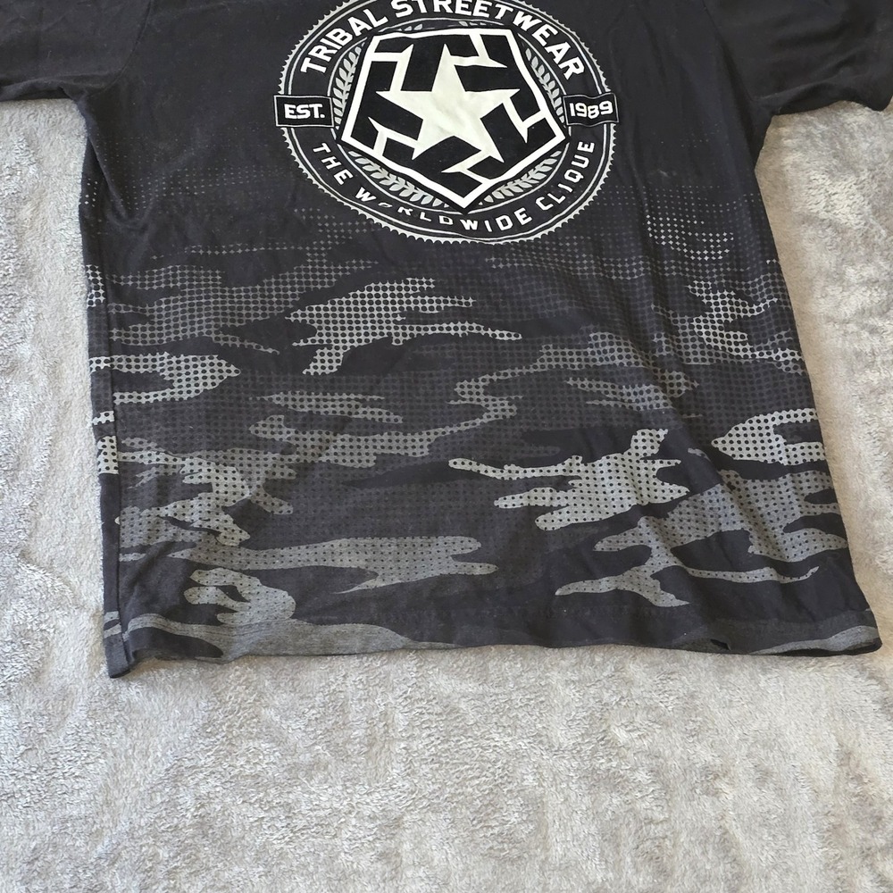 Tribal‎ Streetwear XXL T-Shirt Black Camo Worldwide Clique Graphic Skater Tee - Picture 3 of 15